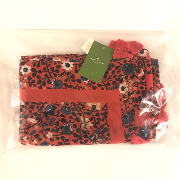Kate Spade Ditsy Vine Oblong Scarf Azalea Pink - Picture 12 of 12